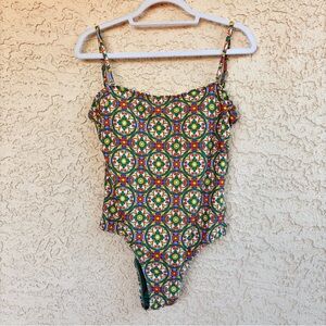 Violetta Italy Women’s 10 Boho Geometric Multicolor Green One Piece Swimsuit